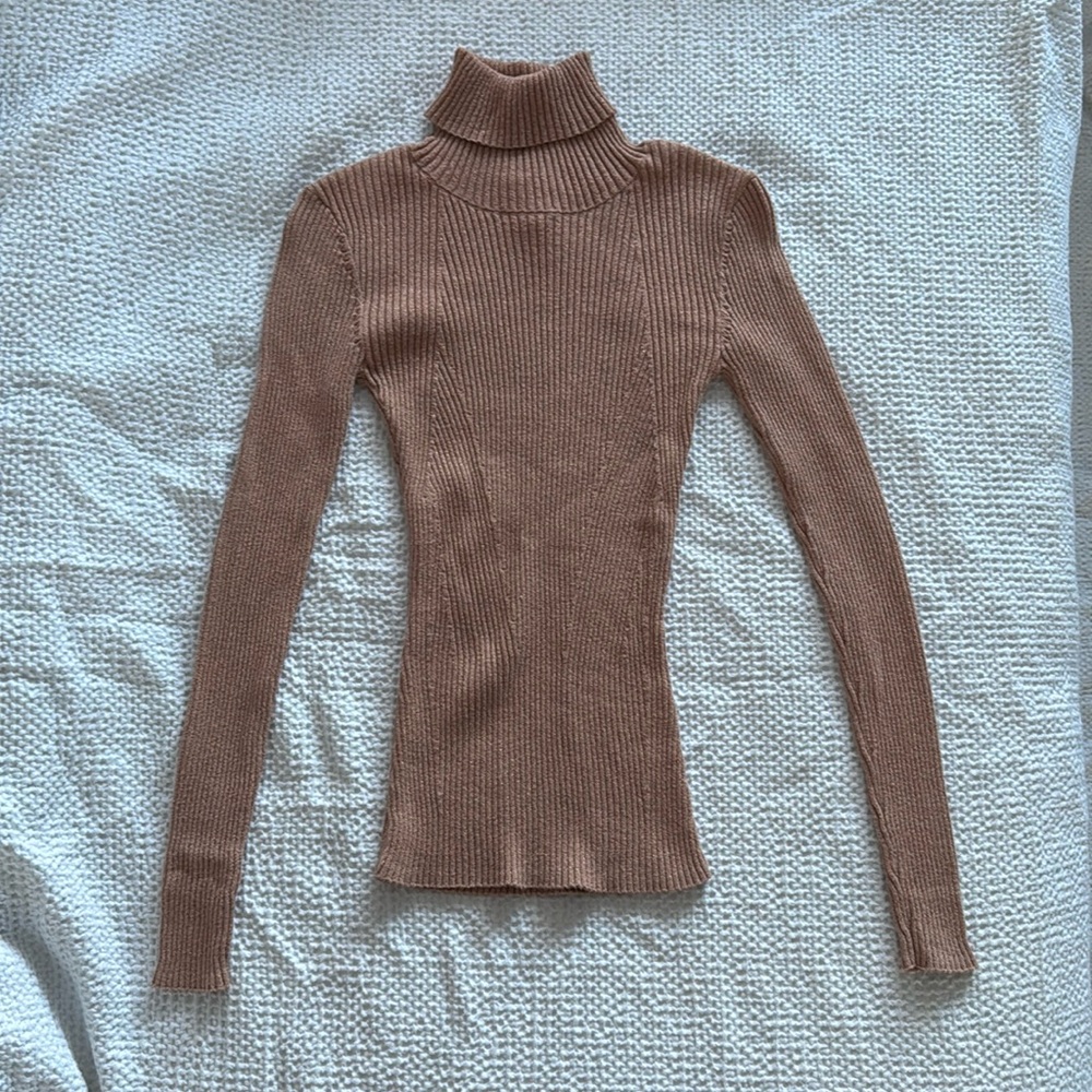 Peach With Rose Gold Thread Long Sleeve Turtleneck